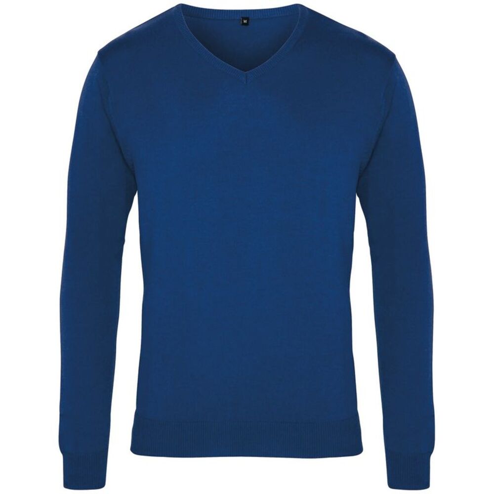 Premier Mens V-Neck Knitted Sweater Sweatshirt Workwear Sizes XS-4XL / Royal